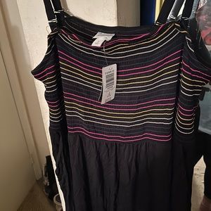 Black & Rainbow Stripe Skater Dress from Torrid, plus size 3x